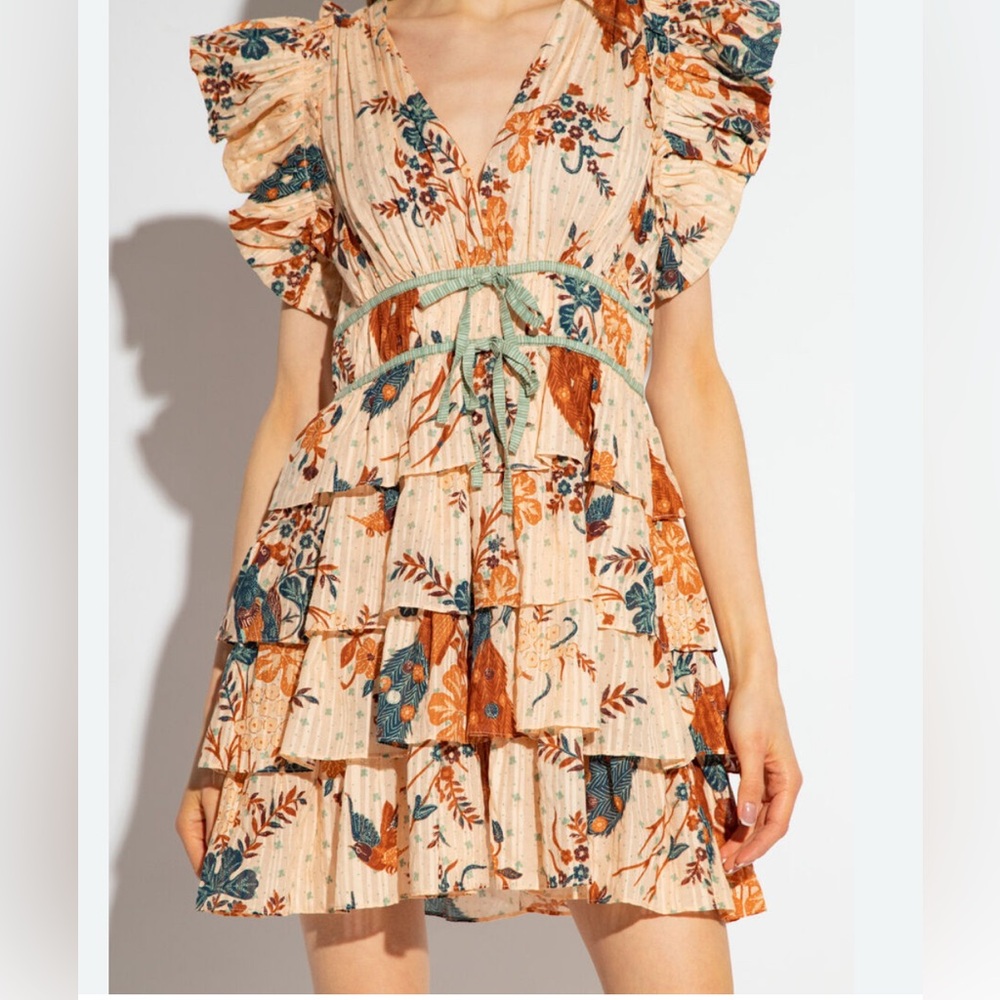 Ulla Johnson Ruffled Marni Dress Peacocks EUC